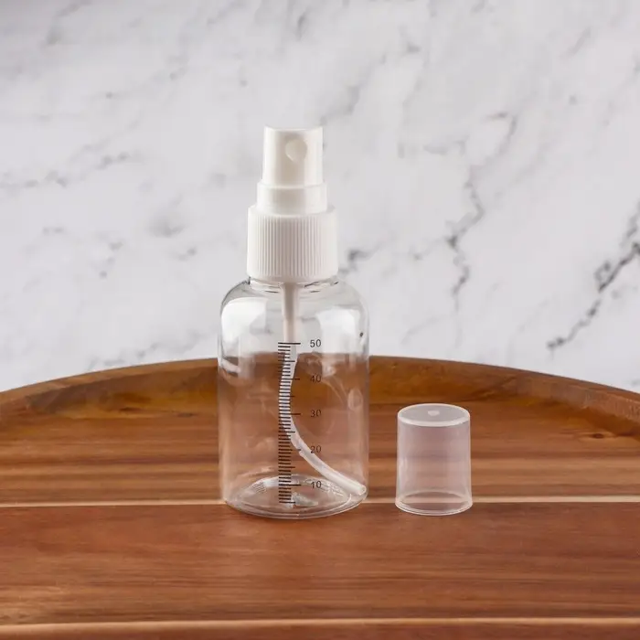 Бутылочка для хранения, с распылителем, со шкалой деления, 50 мл, белая, прозрачная