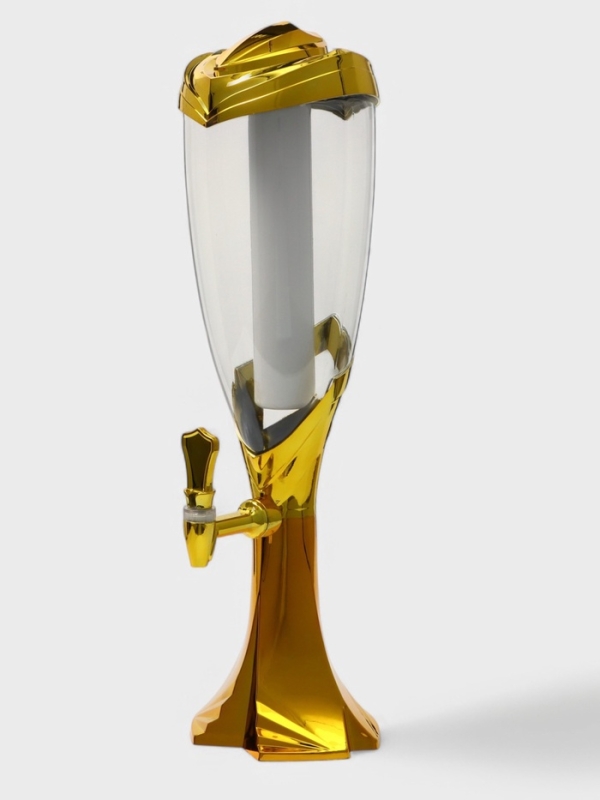 Башня пивная &laquo;Вавилон голд&raquo;, 3 л, ёмкость для льда, подсветка, пластик, золотистый