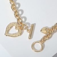 Колье &laquo;Цепь&raquo; сердце из коры, цвет золото, 46 см