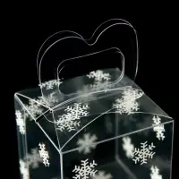 Коробка подарочная новогодняя складная ПВХ &laquo;Снежинки&raquo; 5&times;5&times;5 см