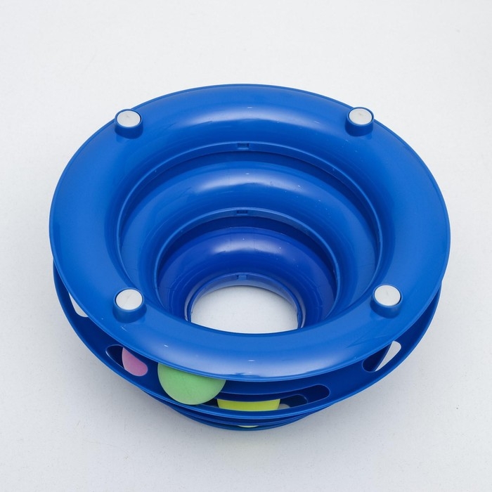 Игровой комплекс "Пирамида" для кошек с 3 шариками,15 x 24 x 13,2 см, синий