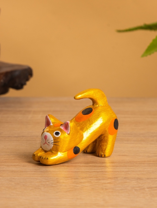 Сувенир &laquo;Потягивающийся Кот&raquo;, 2.5&times;6&times;5 см, дерево, золото