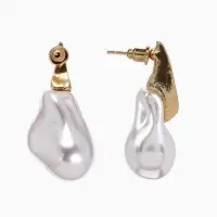 Серьги жемчуг "Капля борроко", цвет белый в золоте