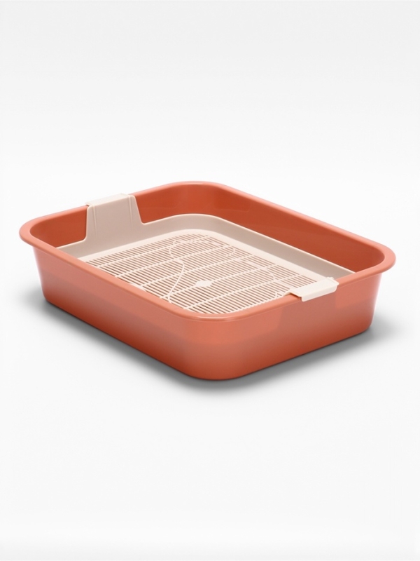 Туалет "Мур-мяу" для кошек с сеткой 33,2 х 25,6 х 7,2 см, коралловая