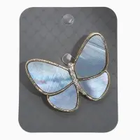 Брошь "Бабочка" под перламутр, цвет бело-серый в золоте