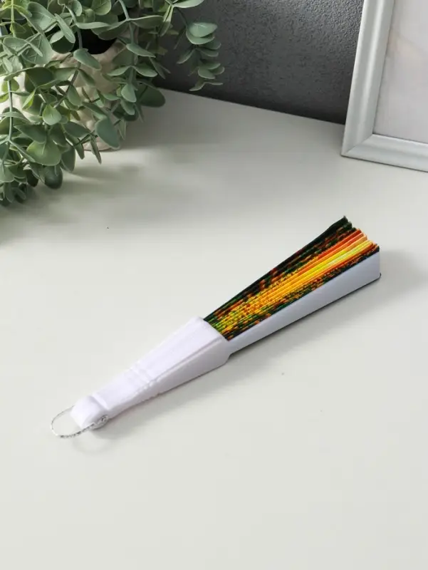 Веер пластик, текстиль "Подсолнухи" МИКС широкие лопасти 23 см