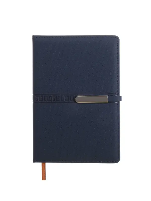 Ежедневник недатированный формат А5, с хлястиком, 112л, линия, пвх, Узор Синий