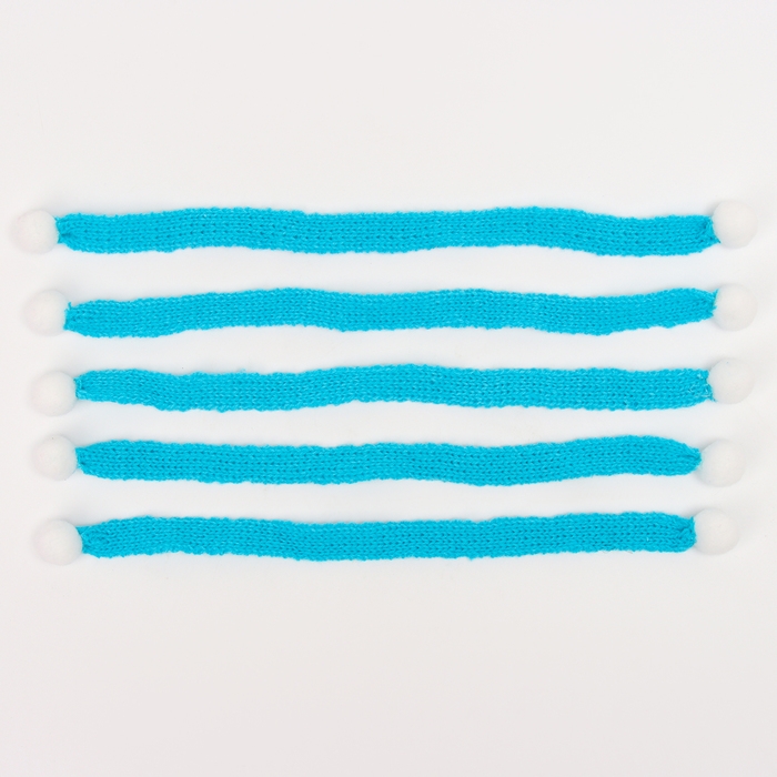 Шарфик для игрушек вязаный, набор 5 шт., размер 1 шт. &mdash; 27 &times; 2 см, цвет голубой