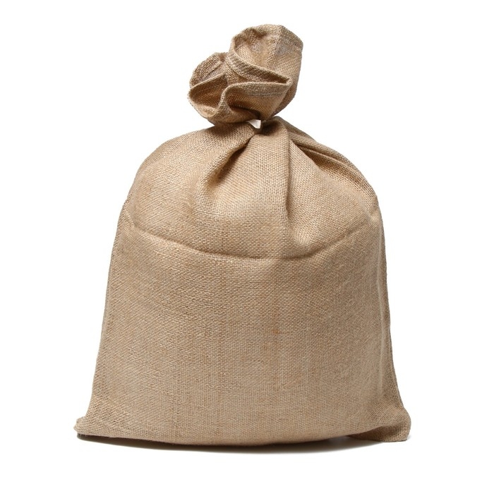 Мешок джутовый, 45 &times; 60 см, плотность 315 г/м&sup2;, плетение 46 &times; 40 нитей, с завязками