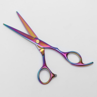 Ножницы парикмахерские с упором &laquo;Premium&raquo;, загнутые кольца, лезвие &mdash; 5,5 см, цвет хамелеон
