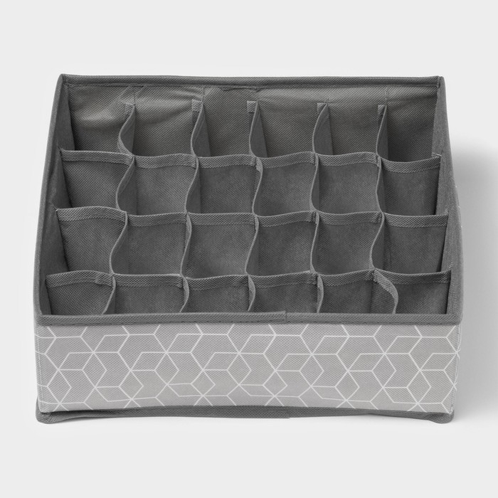 Органайзер для хранения белья Доляна &laquo;Фора&raquo;, 24 ячейки, 30&times;33&times;10 см, цвет серый