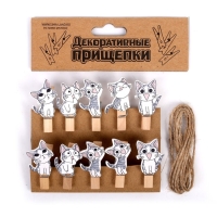 Набор для фото и декора &laquo;Котята&raquo;, в наборе прищепки 10 шт., верёвка 100 см