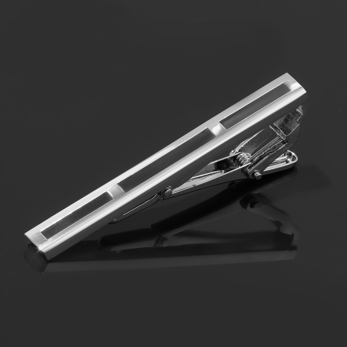 Зажим для галстука медный &laquo;Классический&raquo; трио, цвет чёрный в серебре