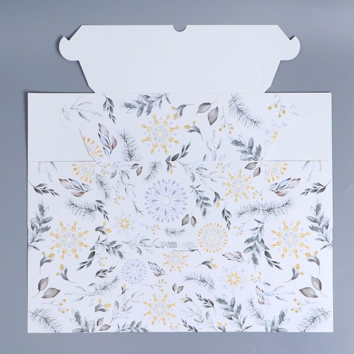 Коробка складная на 9 капкейков с окном &laquo;Паттерн светлый&raquo;, 25 х 25 х 10 см, Новый год