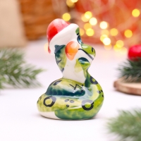 Новый год. Сувенир символ года &laquo;Змейка в шапке&raquo;, большая, гжель, цветная