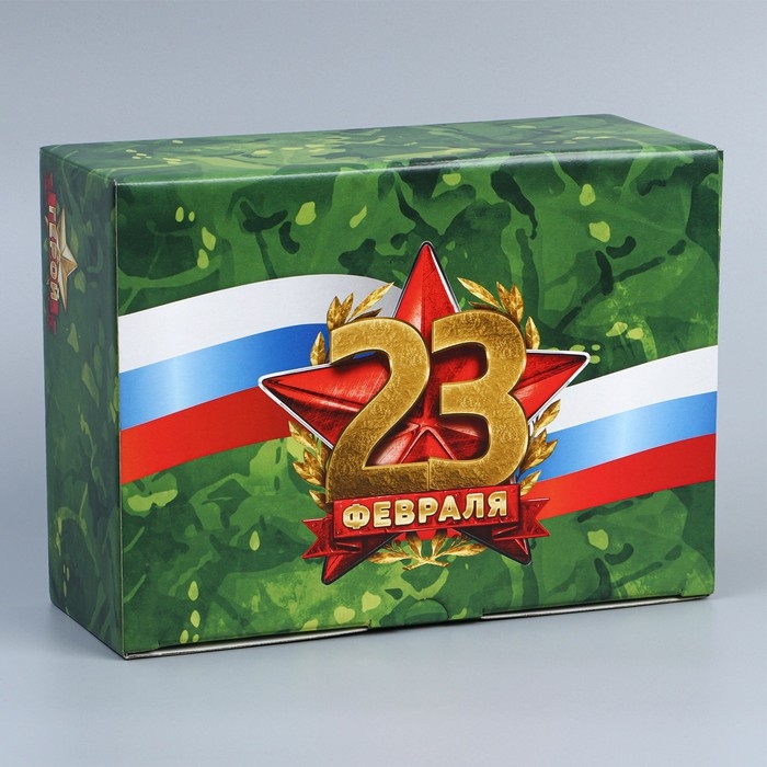 Коробка подарочная сборная, упаковка, &laquo;23 февраля&raquo;, 26 х 19 х 10 см