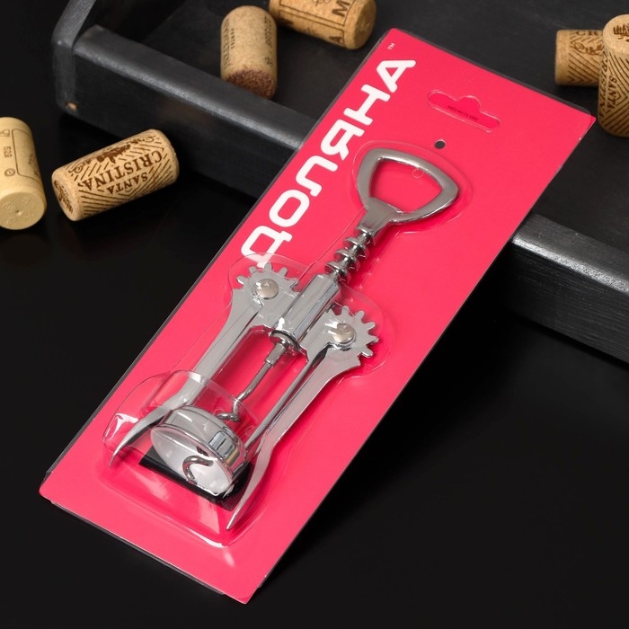 Штопор Доляна &laquo;Мастер&raquo;, 16 см, цвет серебряный