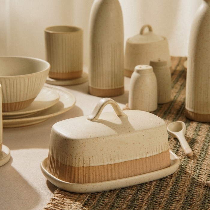 Маслёнка керамическая SL Home &laquo;Виенто&raquo;, 18,5&times;13&times;10,5 см, цвет бежевый