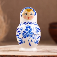 Матрёшка &laquo;Гжель&raquo;, белое платье, 5 кукольная, 10 см
