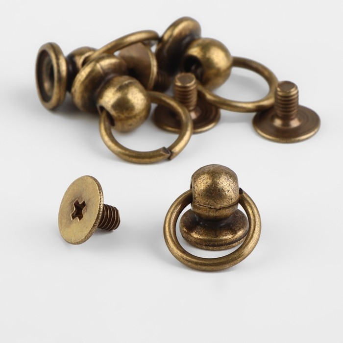 Кобурный винт d = 6/8 &times; 9 мм, с кольцом d = 10 мм, 4 шт, цвет бронзовый