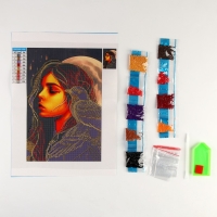 Алмазная мозаика на хеллоуин с частичным заполнением на холсте &laquo;Девушка с вороном&raquo;&lrm;, 20 х 30 см