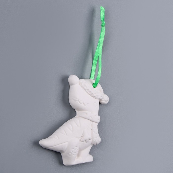 Новый год! Набор елочных украшений под раскраску 4 шт &laquo;Динозавры&raquo; с подвесом, кисть