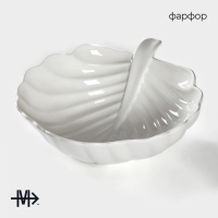 Салатник фарфоровый Magistro &laquo;Лист Бланш&raquo;, 550 мл, 20,5&times;17 см, цвет белый