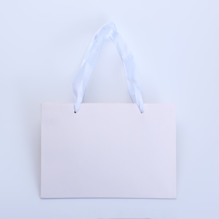 Пакет подарочный с широким дном  20 &times; 14 &times; 13,2 см, белый