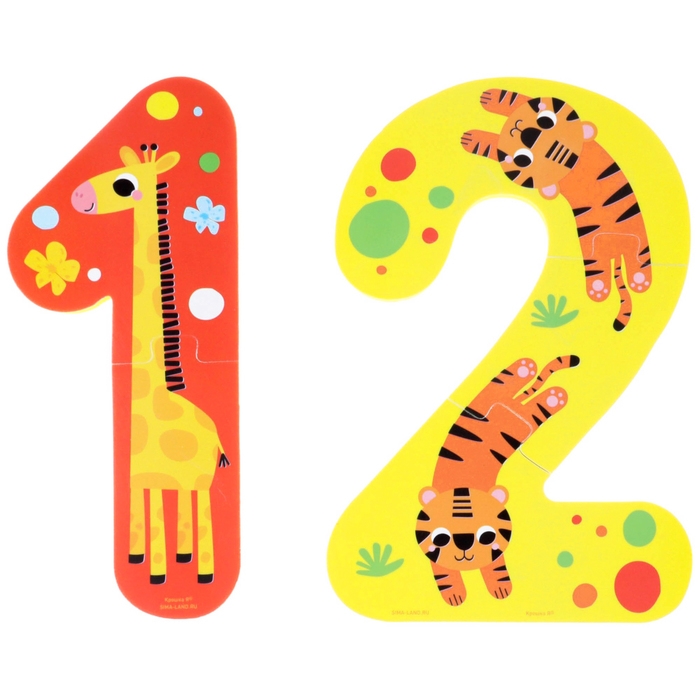 Мягкий пазл для малышей &laquo;Учим цифры: Животные&raquo;, 5 пазлов, Крошка Я