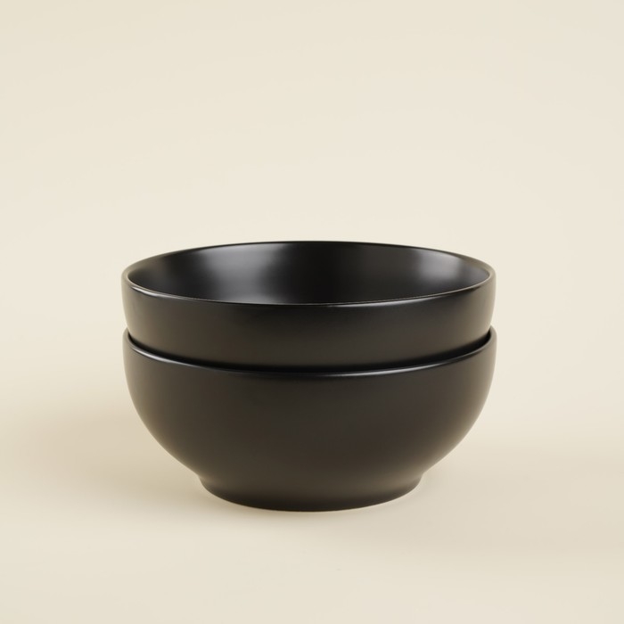 Набор мисок фарфоровых SL Home &laquo;Дарк&raquo;, 1,2 л, d=18,5 см, цвет чёрный