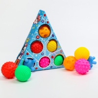 Подарочный набор развивающих мячиков &laquo;Голубая ёлочка&raquo;, 6 шт., новогодняя подарочная упаковка, Крошка Я