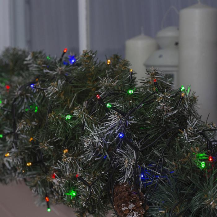 Гирлянда &laquo;Нить&raquo; 20 м, IP44, тёмная нить, 200 LED, свечение мульти, 8 режимов, 220 В