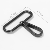 Карабин металлический, 57 &times; 49 мм / 50 &times; 3,5 мм, 3 шт, цвет чёрный