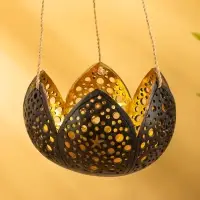 Подсвечник подвесной из кокоса &laquo;Бутон&raquo;, 14&times;14&times;10 см, чёрно-золотой