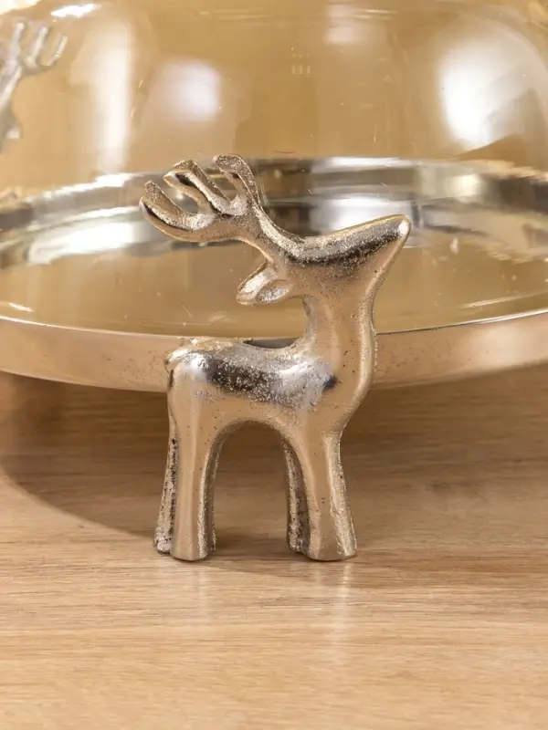 Тортовница со стеклянной крышкой "Олени" 23х23х20 см, алюминий