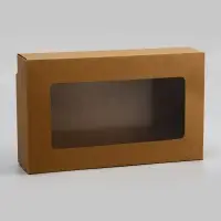 Упаковка для продуктов, крафт с окном, 23&times;14&times;6 см, 1.9 л