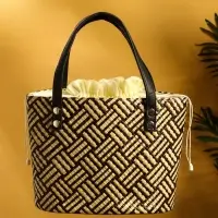 Сумка плетёная из пандана 27х19х42 см, цв. бежево-коричневый