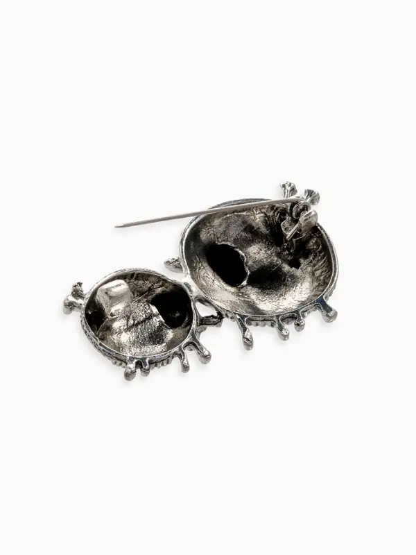 Брошь &laquo;Овечки пара&raquo;, цвет белый в чернёном серебре