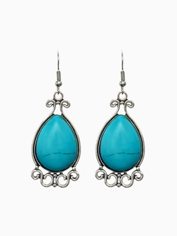 Серьги &laquo;Бирюзовый мир&raquo; капля, цвет голубой в чернёном серебре
