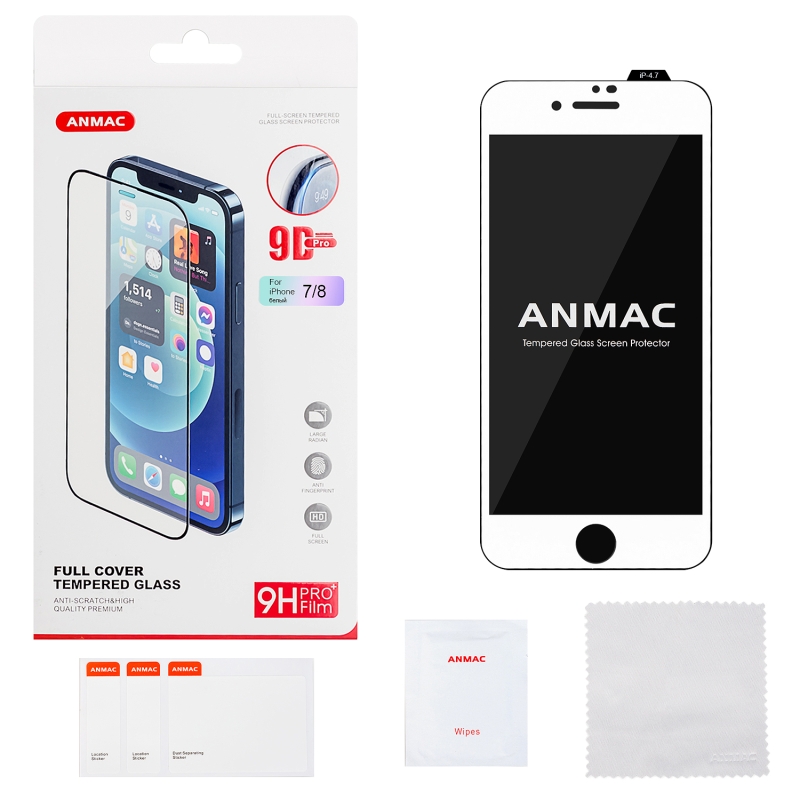 Защитное стекло iPh 7/8 9D белый ANMAC Арт.1137330