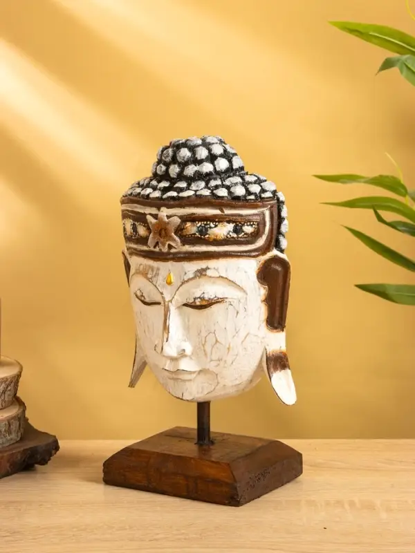Сувенир &laquo;Голова Будды&raquo;, 10&times;16&times;27 см, дерево, белый