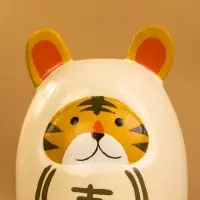 Деревянная кукла кокеши "Тигренок" цв. белый, 6х6х9 см