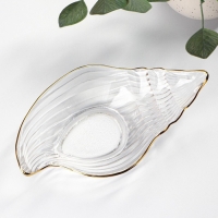 Блюдо сервировочное Magistro &laquo;Ракушка&raquo;, 20&times;11 см, прозрачное с золотой каймой