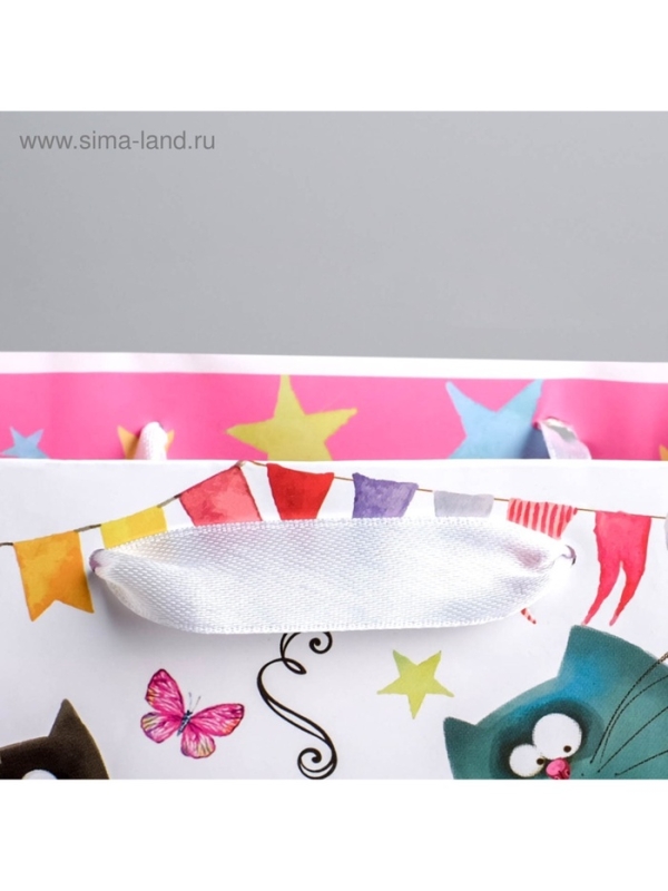 Пакет подарочный ламинированный вертикальный, упаковка, &laquo;Забавные коты&raquo;, ML 23 х 27 х 11.5 см