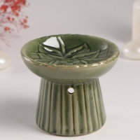 Аромалампа керамика "Лотос" тёмно-зеленая 11,4х11,4х9 см