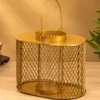 Подсвечник фонарь со стеклянной колбой 19,5х23х15,5 см, d 10 см, металл, цв. золото