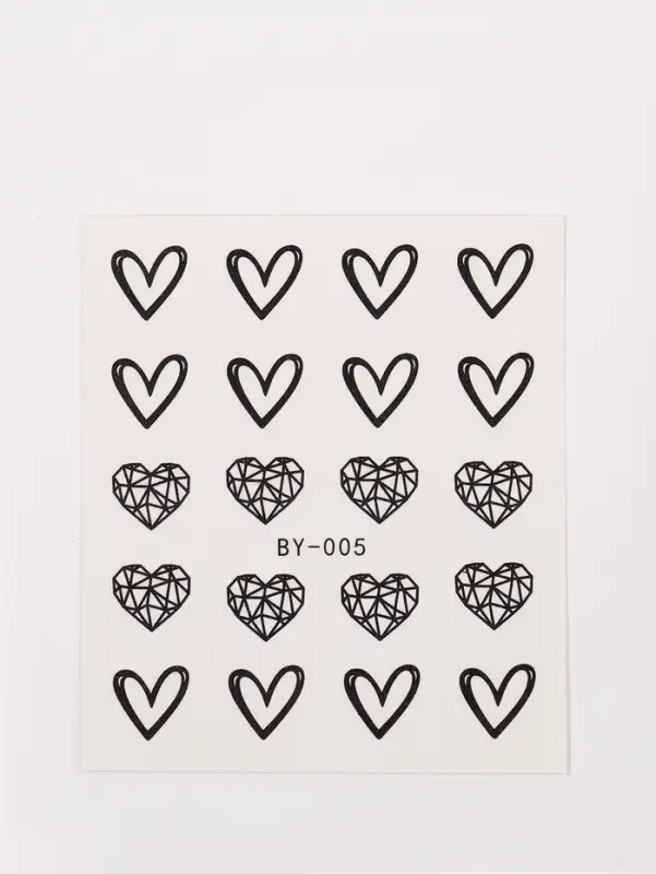 Слайдеры для ногтей &laquo;Пустые сердца&raquo;, чёрные