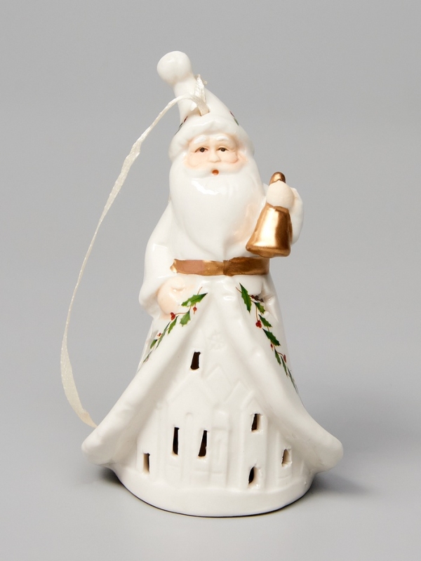 Светодиодная подвеска "Дед Мороз в белом" 10.8х6.4х5, 1 LED, LR44x3(в компл.), Т/БЕЛЫЙ