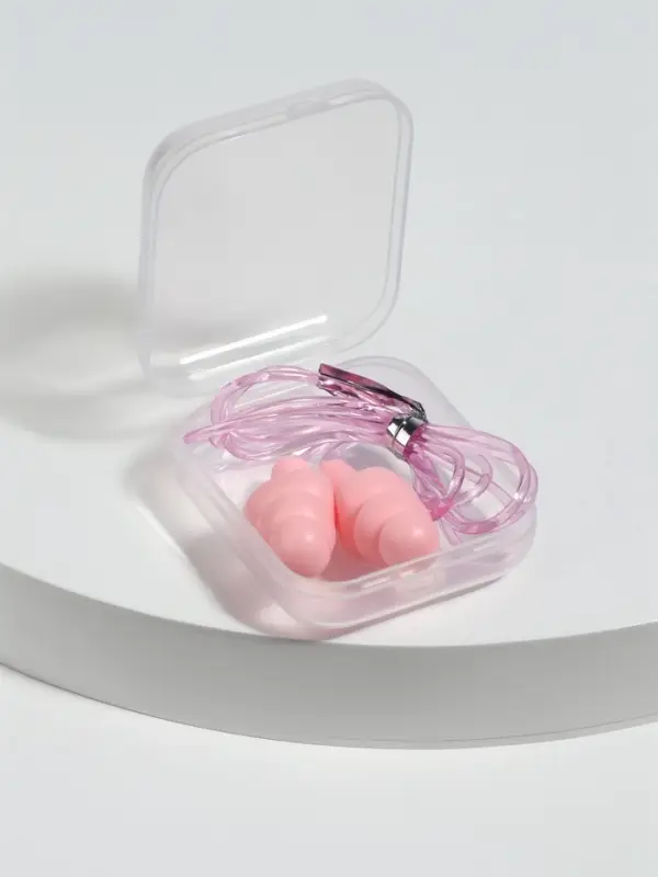 Беруши на шнурке, 3&times;1.5 см, в футляре, фасовка 10 шт., силиконовые, розовые