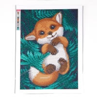 Алмазная мозаика с полным заполнением на холсте &laquo;Лисенок&raquo;&lrm;, 20 х 30 см